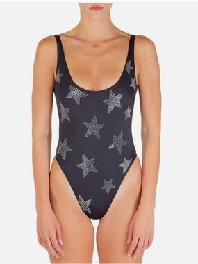 Stella McCartney Studded Stars One Piece Black Star Print  Swimsuit size S.